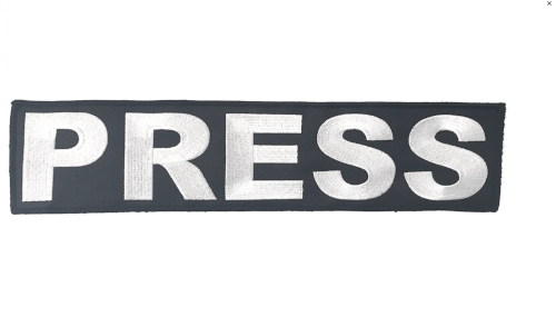 Press Presse Patch 29*7 cm - Hakenklett - schwarz für Konfliktreporter