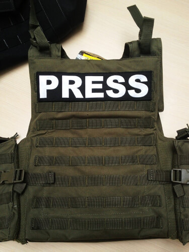 Press Presse Patch 29*7 cm - Hakenklett - schwarz für Konfliktreporter